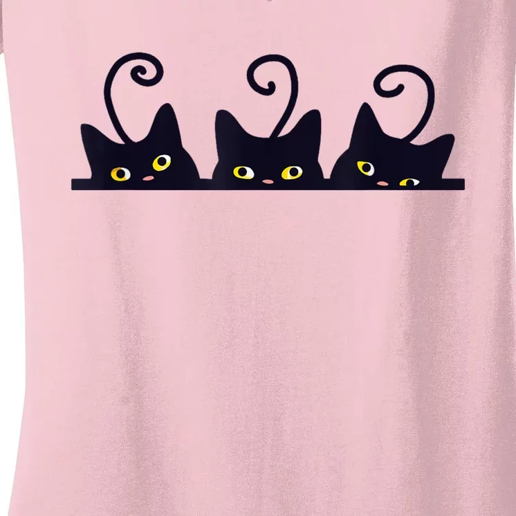 3 Black Cats Funny Cat Lovers Design Girl Boy Cat Women's V-Neck T-Shirt