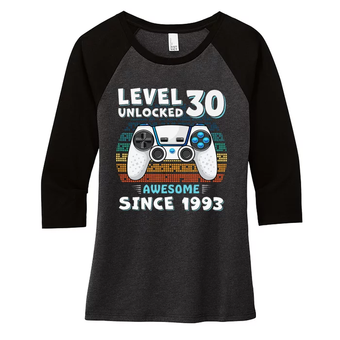 30 Birthday Decorations Gamer Men Video 1993 30th Birthday Women's Tri-Blend 3/4-Sleeve Raglan Shirt