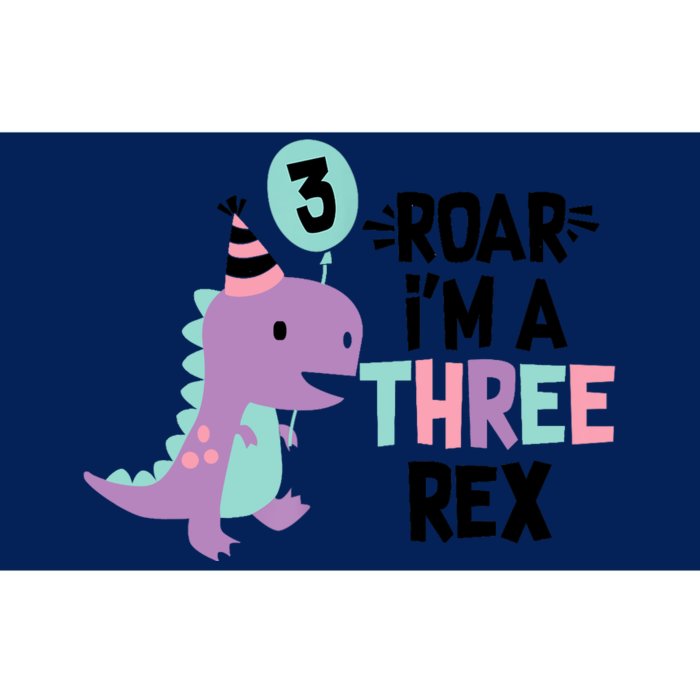 3rd Birthday Dinosaur Girl T-Rex Matching Family Party Three Bumper Sticker