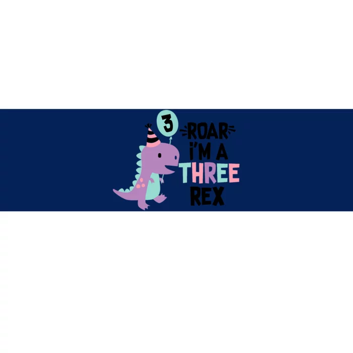 3rd Birthday Dinosaur Girl T-Rex Matching Family Party Three Bumper Sticker