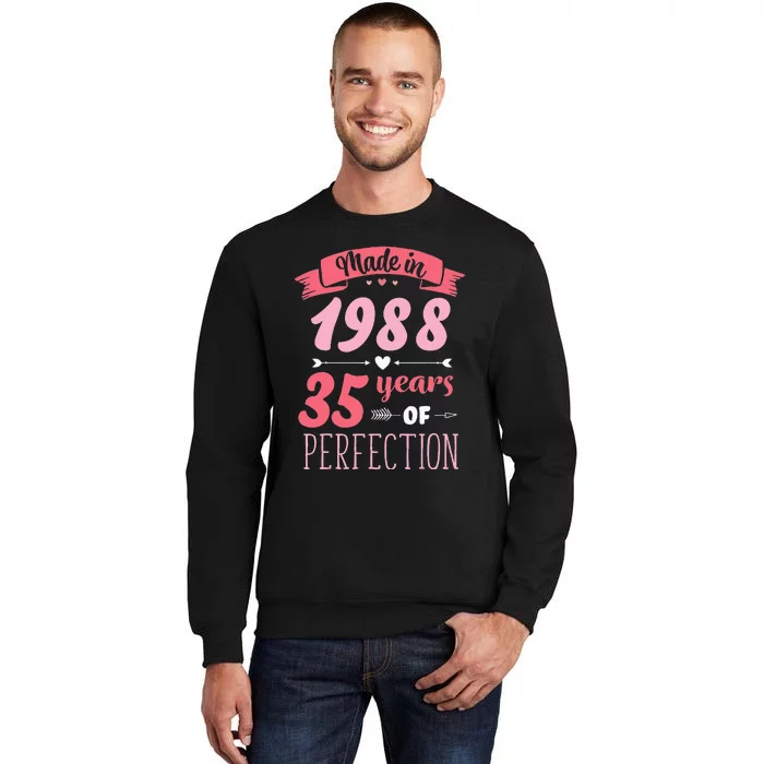 35 Birthday Decorations Women Female 35th BDay 1988 Birthday Tall Sweatshirt