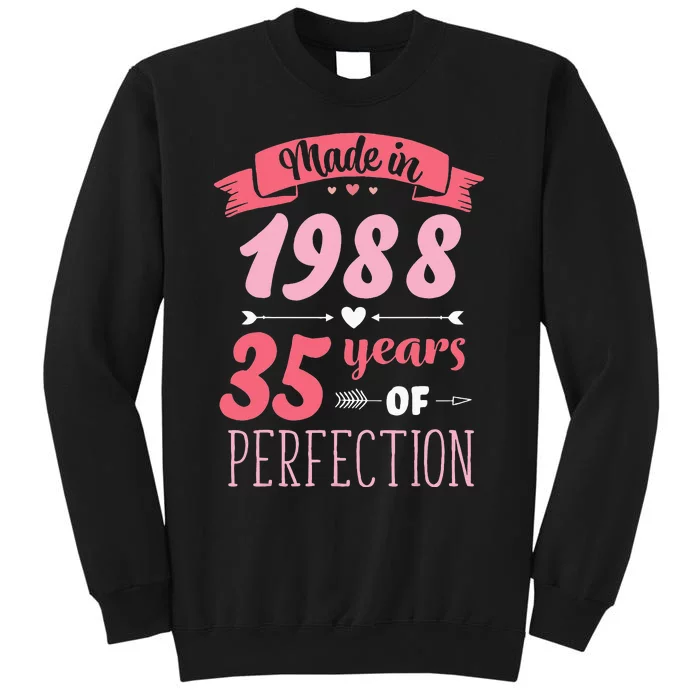 35 Birthday Decorations Women Female 35th BDay 1988 Birthday Tall Sweatshirt