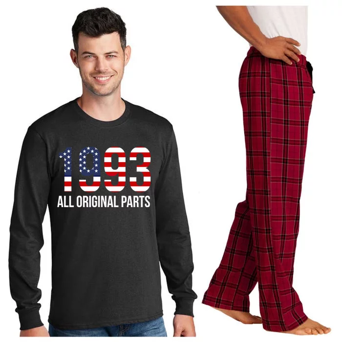 30th Birthday Design – 1993 Us America Flag Gift Long Sleeve Pajama Set