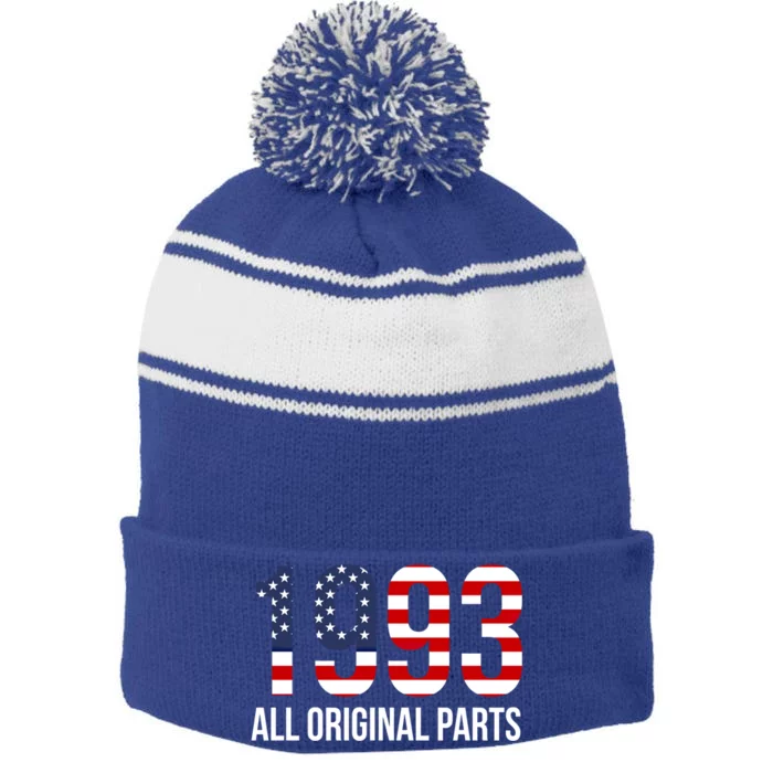 30th Birthday Design – 1993 Us America Flag Gift Stripe Pom Pom Beanie