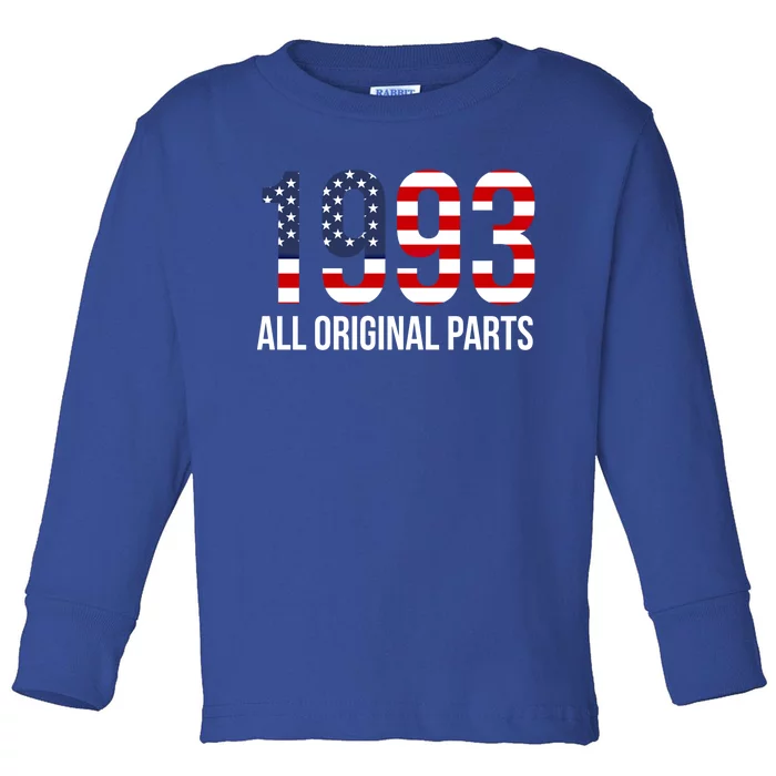 30th Birthday Design – 1993 Us America Flag Gift Toddler Long Sleeve Shirt