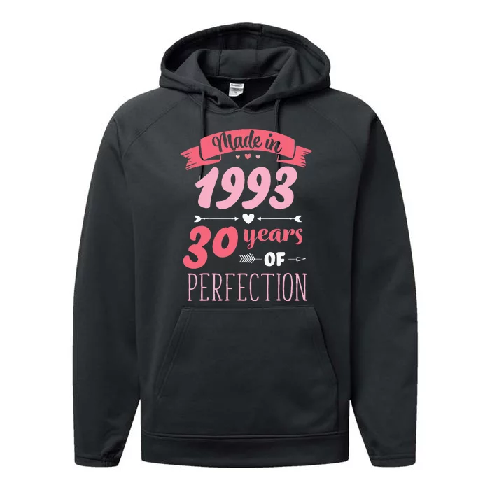 30 Birthday Decorations Women Female 30th BDay 1993 Birthday Performance Fleece Hoodie