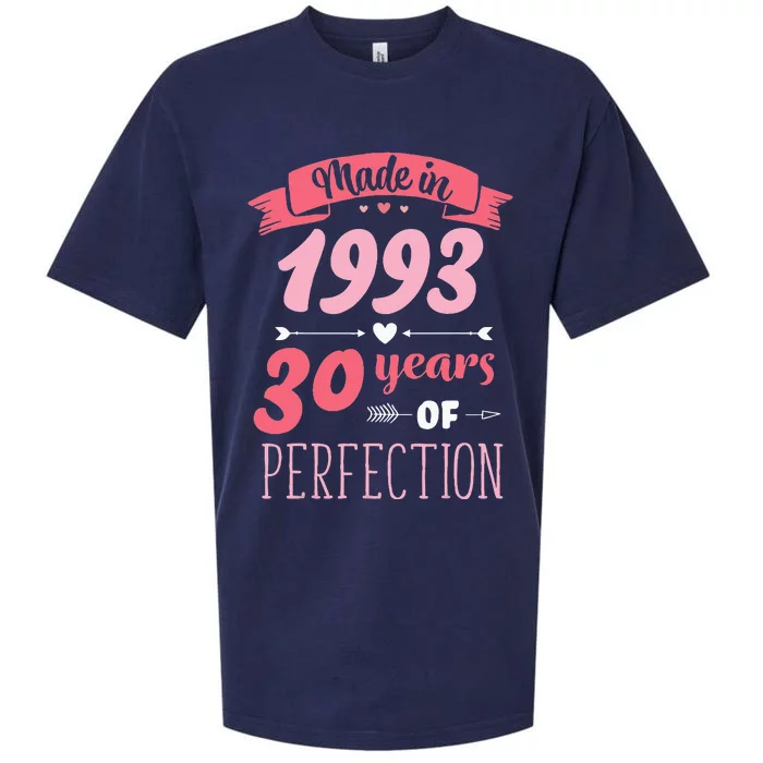 30 Birthday Decorations Women Female 30th BDay 1993 Birthday Sueded Cloud Jersey T-Shirt