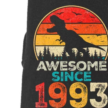 30th Birthday Dinosaur 30 Year Old Awesome Since 1993 Gift Doggie 3-End Fleece Hoodie