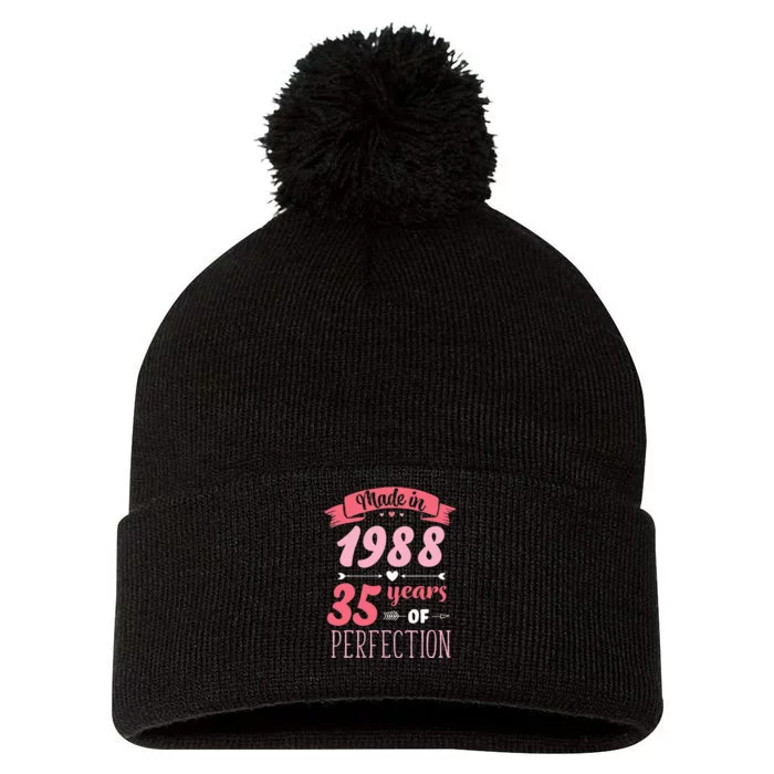 35 Birthday Decorations Women Female 35th BDay 1988 Birthday Pom Pom 12in Knit Beanie