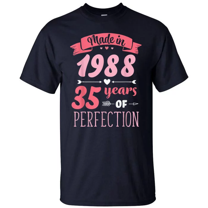 35 Birthday Decorations Wo Female 35th BDay 1988 Birthday Tall T-Shirt