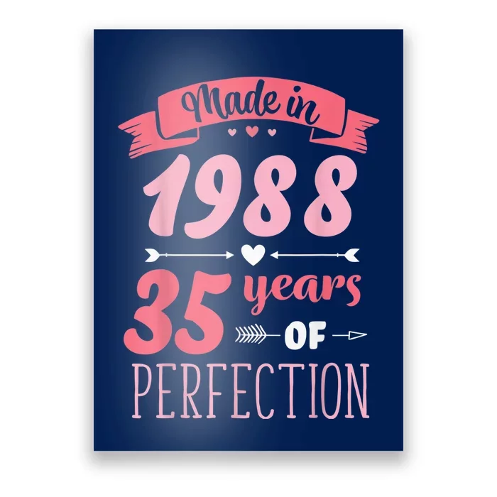 35 Birthday Decorations Wo Female 35th BDay 1988 Birthday Poster