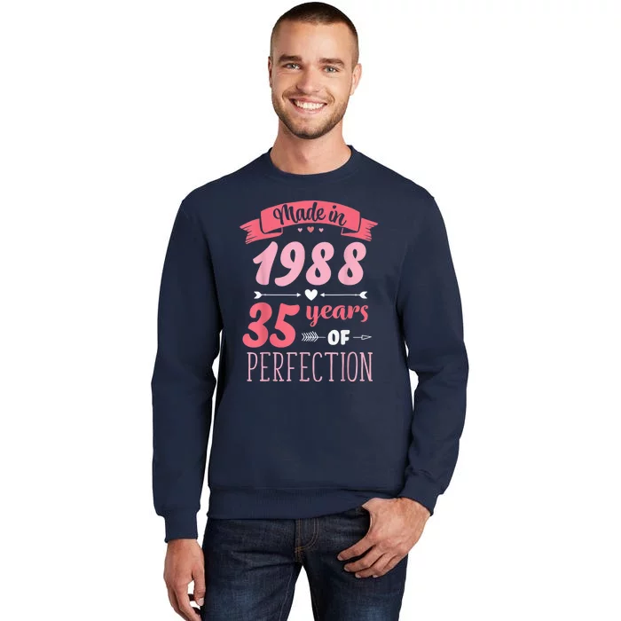 35 Birthday Decorations Wo Female 35th BDay 1988 Birthday Tall Sweatshirt