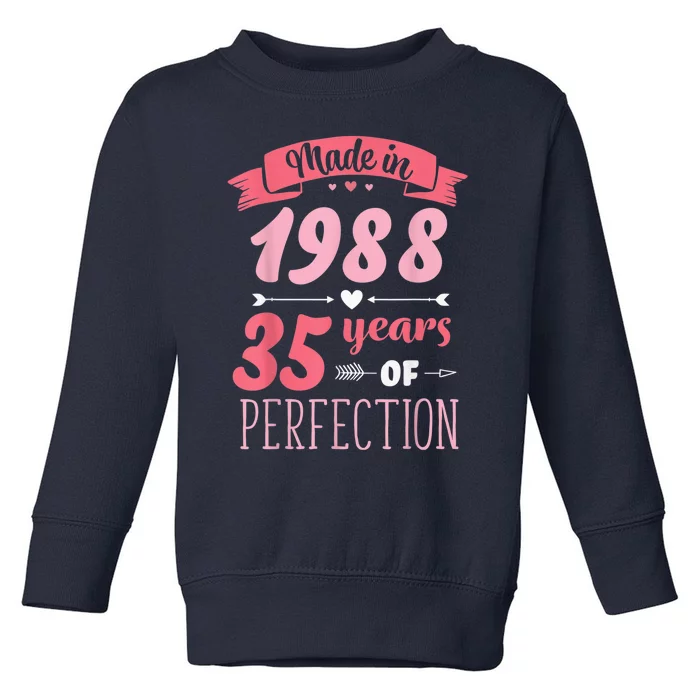 35 Birthday Decorations Wo Female 35th BDay 1988 Birthday Toddler Sweatshirt