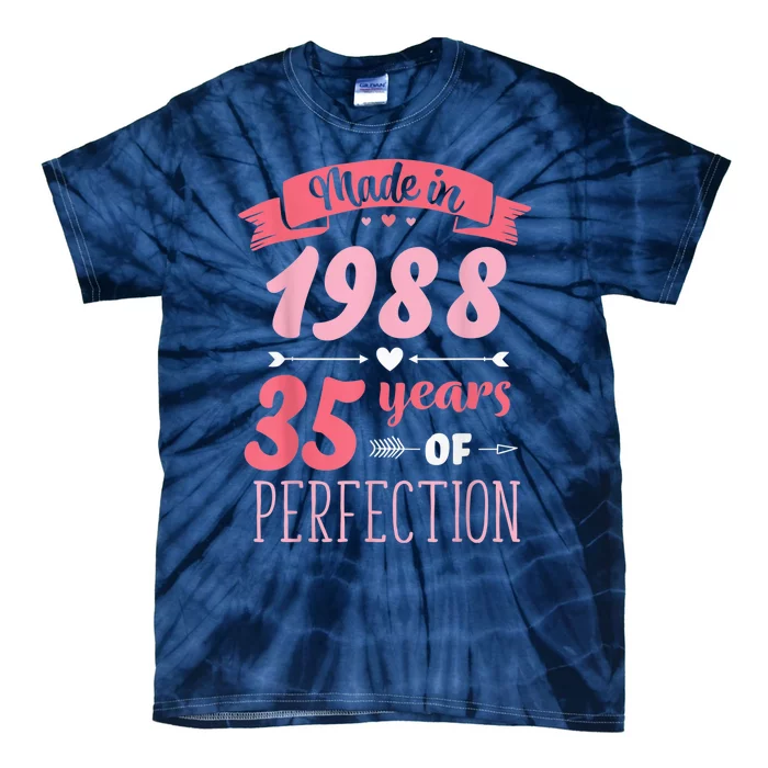 35 Birthday Decorations Wo Female 35th BDay 1988 Birthday Tie-Dye T-Shirt