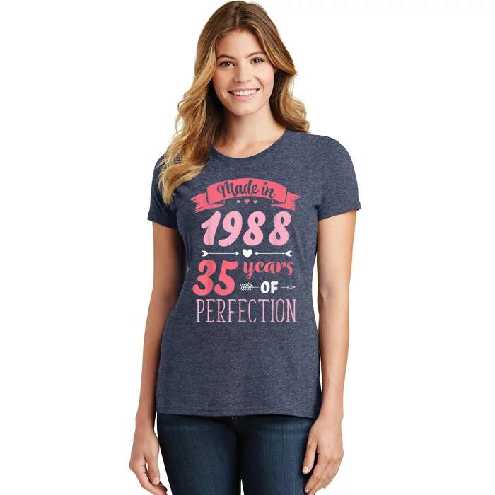 35 Birthday Decorations Wo Female 35th BDay 1988 Birthday Women's T-Shirt