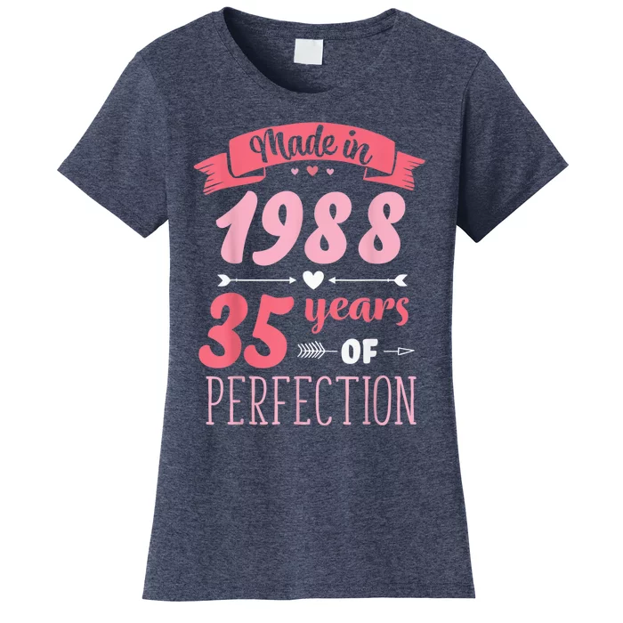 35 Birthday Decorations Wo Female 35th BDay 1988 Birthday Women's T-Shirt