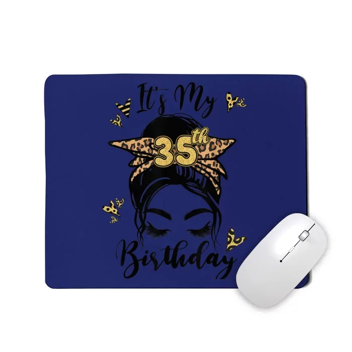 35th Birthday Decorations Girl Messy Bun 35 Years Old Bday Mousepad