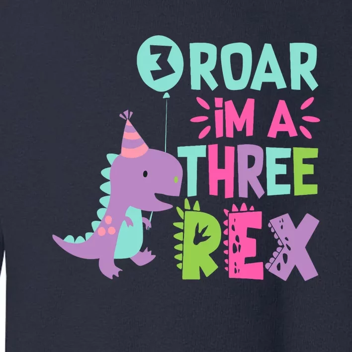 3rd Birthday Dinosaur Girl Trex Matching Family Party Three Toddler Sweatshirt