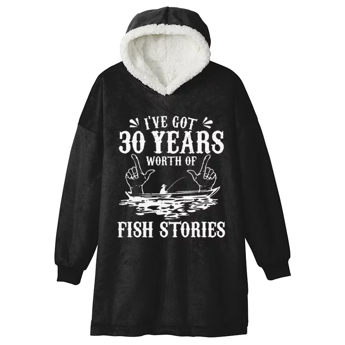 30th Birthday Fisherman Funny Bass Fishing Gift Idea Hooded Wearable Blanket