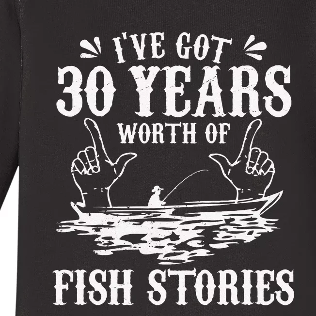 30th Birthday Fisherman Funny Bass Fishing Gift Idea Baby Long Sleeve Bodysuit