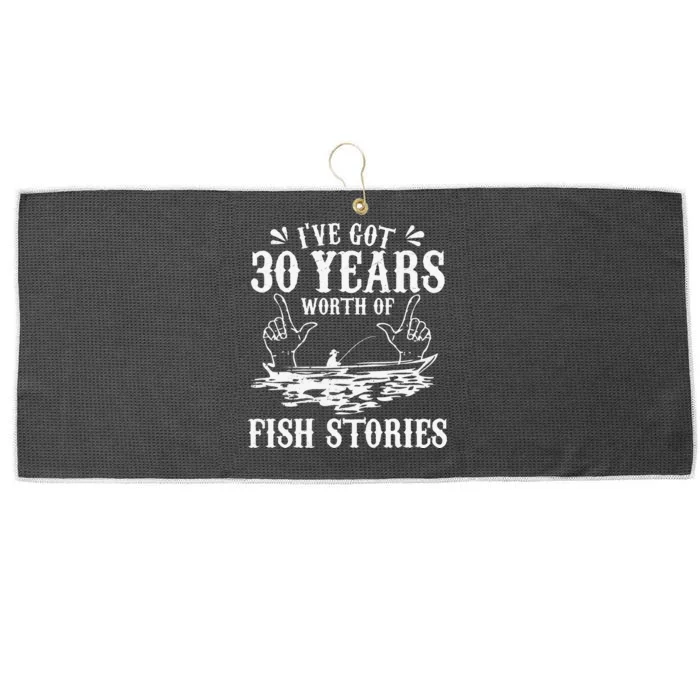 30th Birthday Fisherman Funny Bass Fishing Gift Idea Large Microfiber Waffle Golf Towel