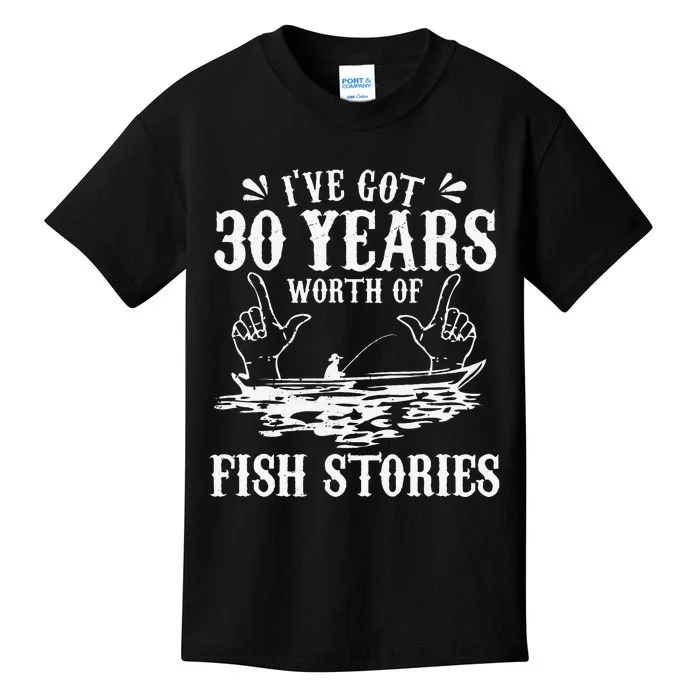 30th Birthday Fisherman Funny Bass Fishing Gift Idea Kids T-Shirt