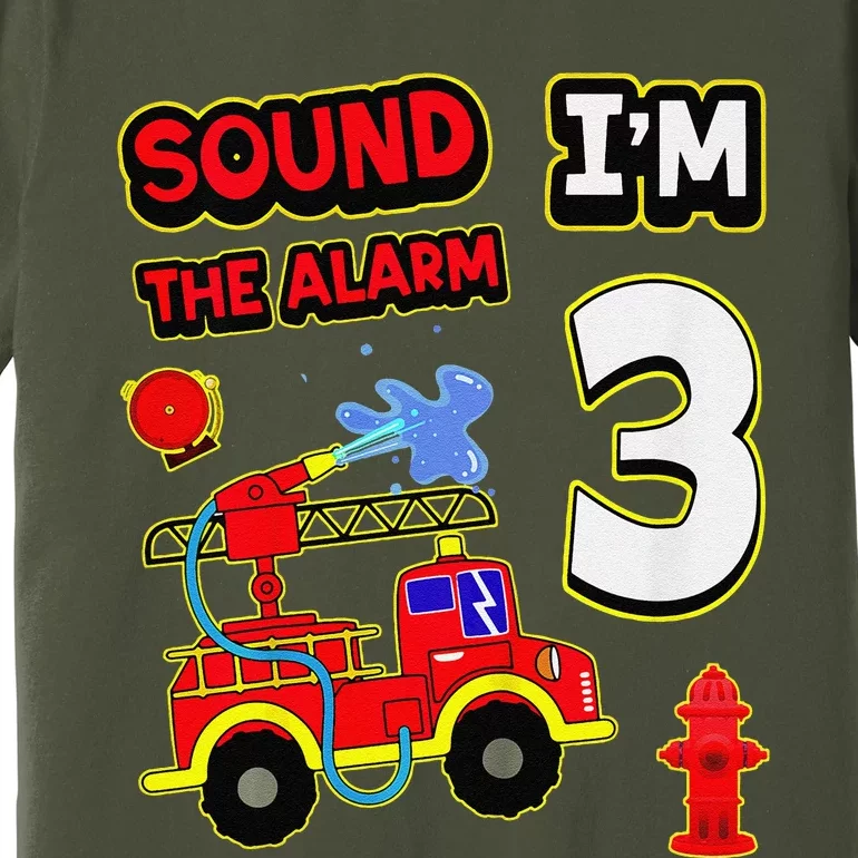 3rd Birthday Fire Truck 3 Year Old Firefighter Premium T-Shirt