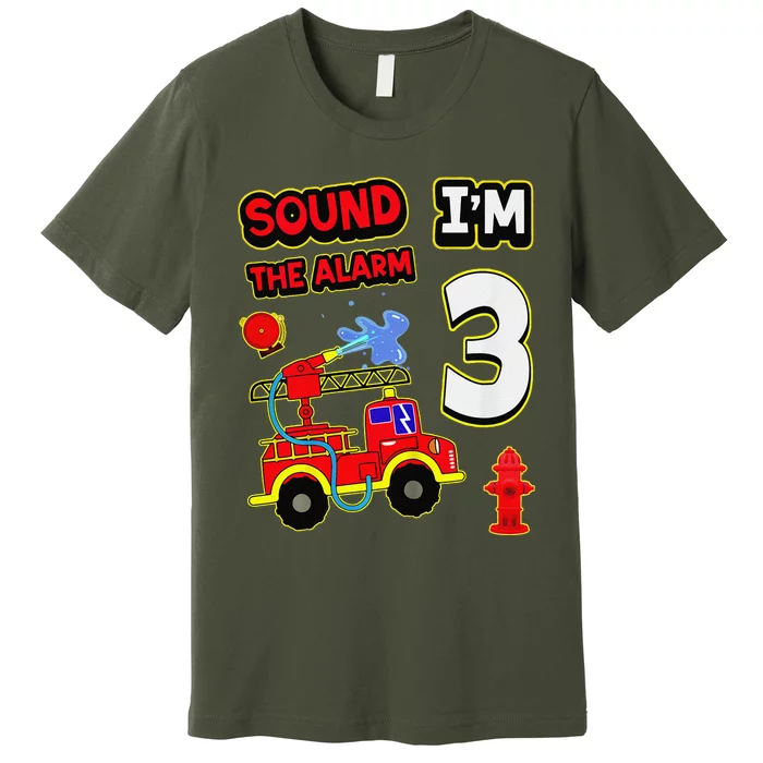 3rd Birthday Fire Truck 3 Year Old Firefighter Premium T-Shirt