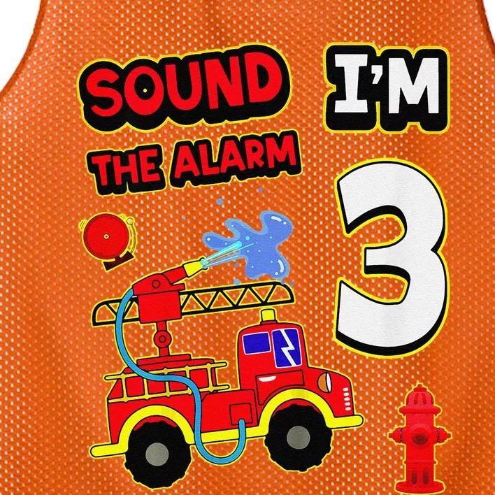 3rd Birthday Fire Truck 3 Year Old Firefighter Mesh Reversible Basketball Jersey Tank