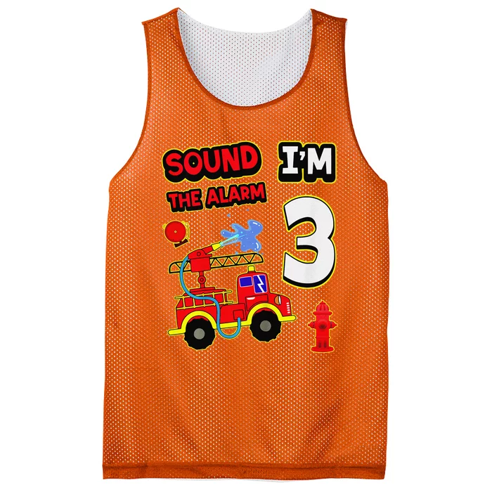 3rd Birthday Fire Truck 3 Year Old Firefighter Mesh Reversible Basketball Jersey Tank