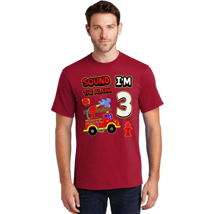 3rd Birthday Fire Truck 3 Year Old Firefighter Tall T-Shirt