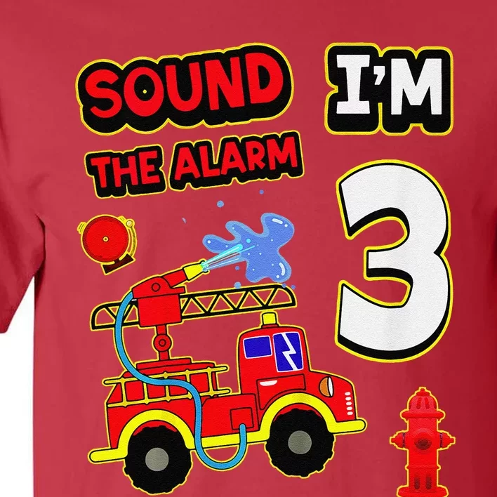 3rd Birthday Fire Truck 3 Year Old Firefighter Tall T-Shirt