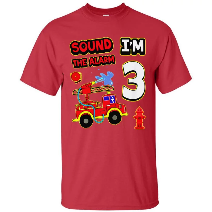 3rd Birthday Fire Truck 3 Year Old Firefighter Tall T-Shirt