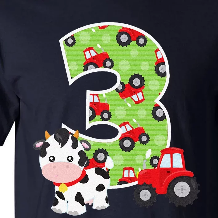 3rd Birthday Farm Animals Number 3 Years Old Party Tall T-Shirt