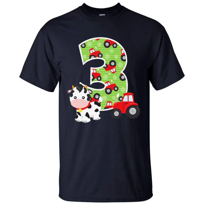 3rd Birthday Farm Animals Number 3 Years Old Party Tall T-Shirt