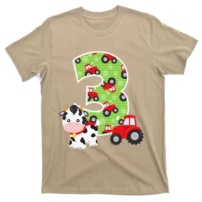 3rd Birthday Farm Animals Number 3 Years Old Party T-Shirt