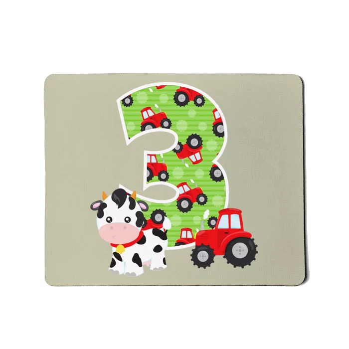 3rd Birthday Farm Animals Number 3 Years Old Party Mousepad