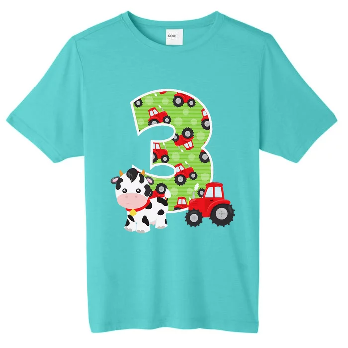 3rd Birthday Farm Animals Number 3 Years Old Party ChromaSoft Performance T-Shirt