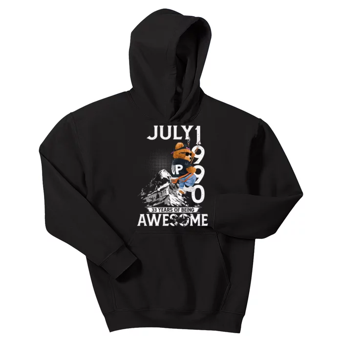 33rd Birthday Gifts Vintage July 1990 33 Years Old Kids Hoodie