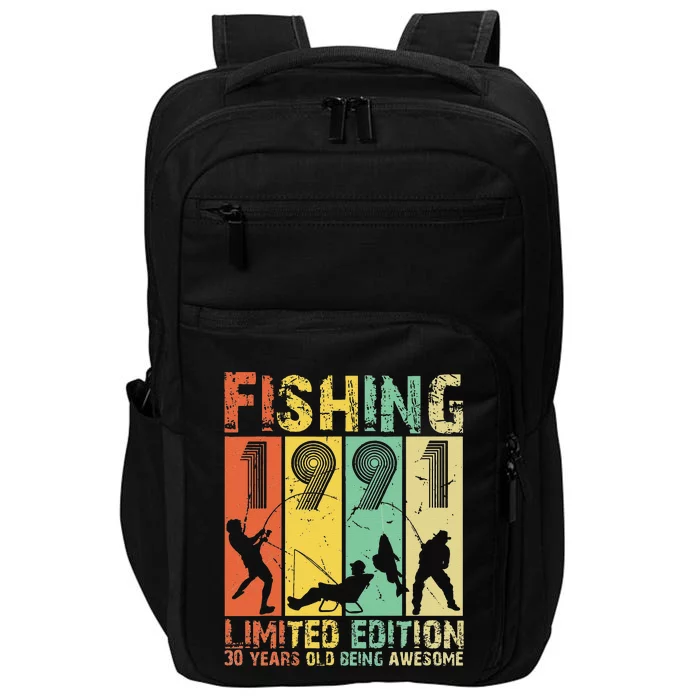 30th Birthday Gifts Vintage 1991 Fishing Lovers Impact Tech Backpack