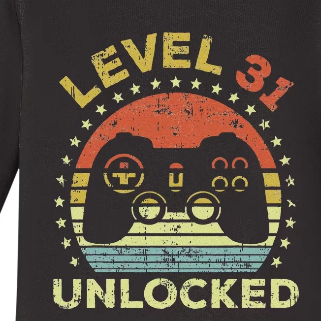 31st Birthday Gaming Level 31 Unlocked Baby Long Sleeve Bodysuit