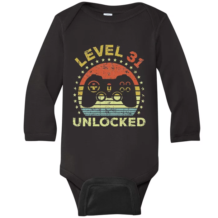 31st Birthday Gaming Level 31 Unlocked Baby Long Sleeve Bodysuit