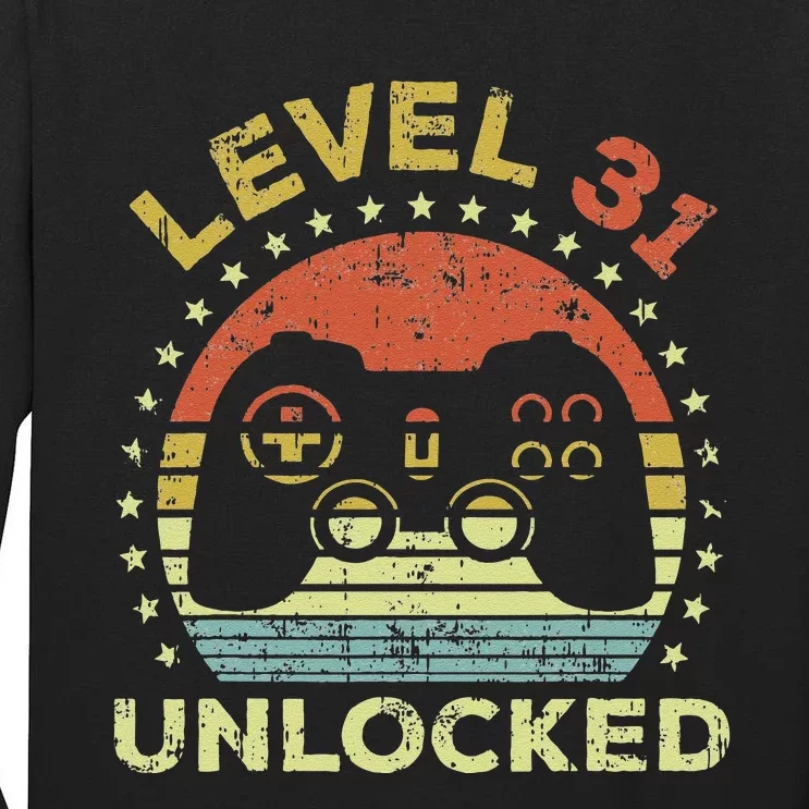 31st Birthday Gaming Level 31 Unlocked Tall Long Sleeve T-Shirt