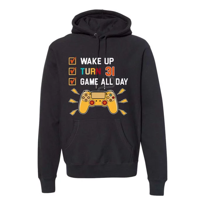 31St Birthday Gamer Retro Level Up 31 Yrs Old Premium Hoodie