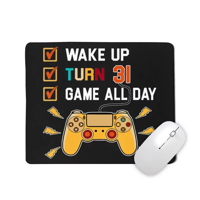 31St Birthday Gamer Retro Level Up 31 Yrs Old Mousepad