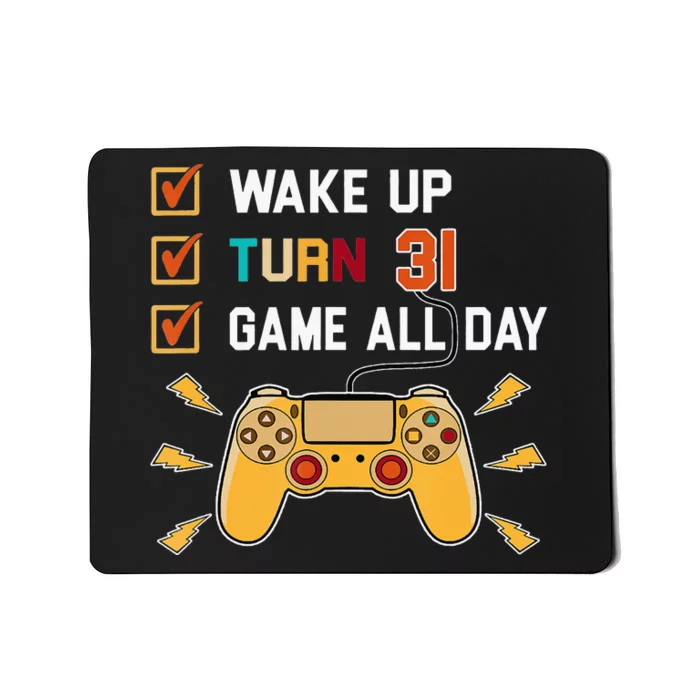 31St Birthday Gamer Retro Level Up 31 Yrs Old Mousepad