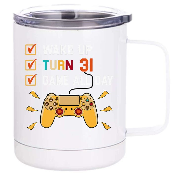 31St Birthday Gamer Retro Level Up 31 Yrs Old Front & Back 12oz Stainless Steel Tumbler Cup