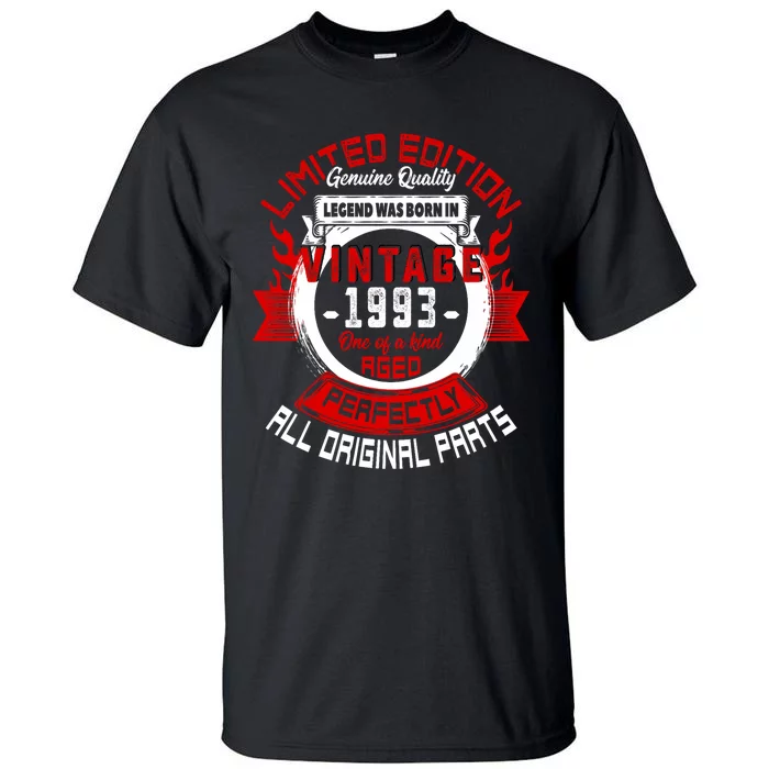 30th Birthday Gift Vintage Legends Born In 1993 30 Years Old Tall T-Shirt