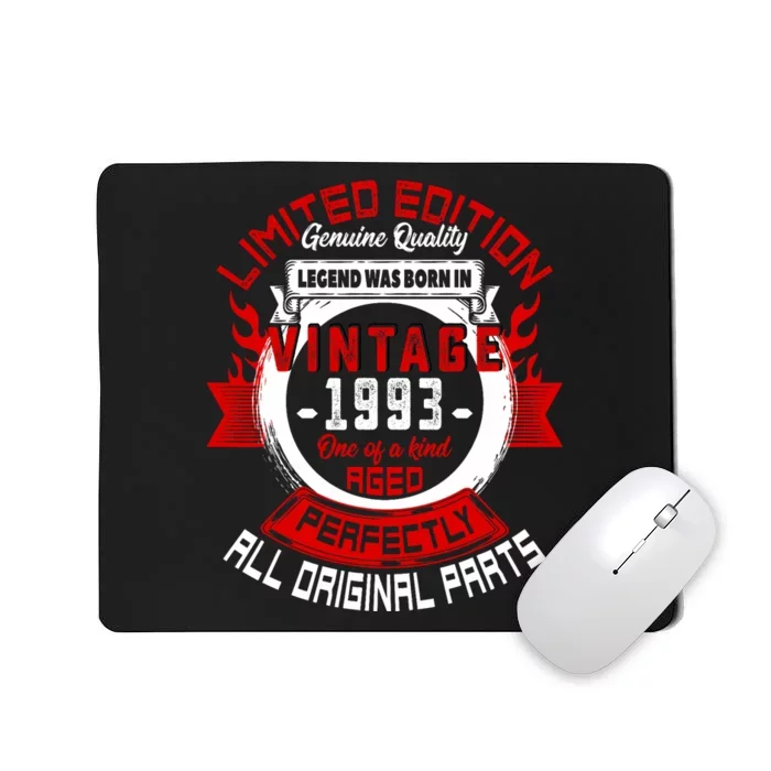 30th Birthday Gift Vintage Legends Born In 1993 30 Years Old Mousepad