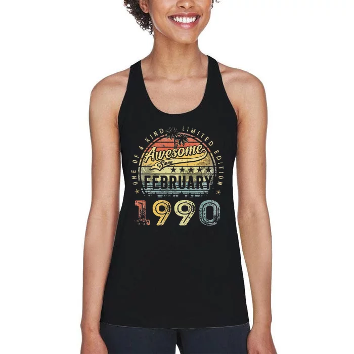 33rd Birthday Gift Awesome Since February 1990 33 Year Old Women's Racerback Tank